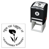 エレガントなコラリンドウのシルエット図書館の本の名前 セルフインキングスタンプ (インサイチュ)