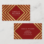 エレガントなコンサルタントの赤くフェイクな金ゴールドの正方形ライン 名刺 (正面/裏面)