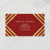 エレガントなコンサルタントの赤くフェイクな金ゴールドの正方形ライン 名刺 (裏面)