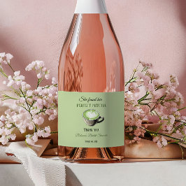 エレガントなコーヒーテーマにぴったりな抹茶のブライズシャワー スパークリングワインラベル