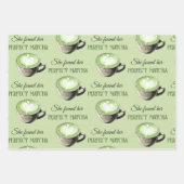 エレガントなコーヒーテーマにぴったりな抹茶のブライズシャワー ラッピングペーパーシート (正面)