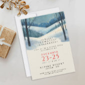 エレガントなコーポレートブルーの冬の風景水彩画 招待状