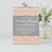 エレガントなコーラルとソフトグレイのレースデザイン 招待状 (スタンド正面)