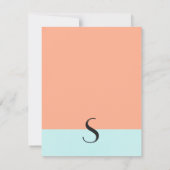 エレガントなコーラルとミントグリーンのツートンカラースプリット 招待状 (裏面)