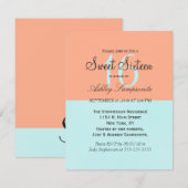 エレガントなコーラルとミントグリーンのツートンカラースプリット 招待状 (正面/裏面)