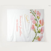 エレガントなコーラルゴールドの花柄フォトブースバックドロップ タペストリー (正面(横))