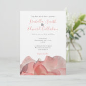 エレガントなコーラルピンクのローズフラワーの結婚式招待状 招待状 (スタンド正面)