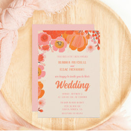 エレガントなコーラルピンクの牡丹の花 招待状