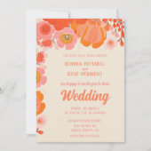 エレガントなコーラルピンクの牡丹の花 招待状 (正面)