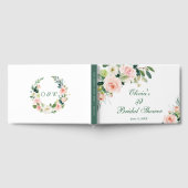 エレガントなコーラルピンクの花のブライダルシャワー ゲストブック (全面)