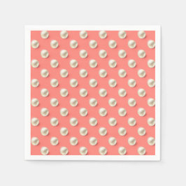 エレガントなコーラルペーパーナプキン（パールアクセント付き） スタンダードカクテルナプキン