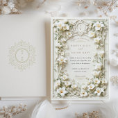 エレガントなコーラルリリーのウェディング ヴィンテージ オーナメント 詳細 招待状