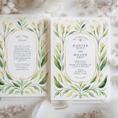 エレガントなコーラルリリーの水彩画 ゴールドの結婚式招待状 招待状