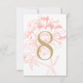エレガントなコーラル フローラル 牡丹 ウェディング テーブル ナンバー 招待状 (裏面)