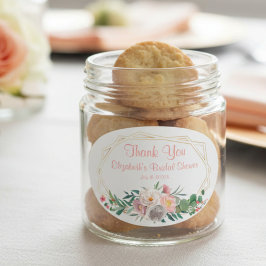 エレガントなコーラル ブライダルシャワー スクエアステッカー 楕円形シール