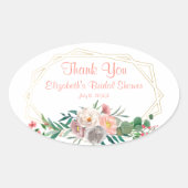 エレガントなコーラル ブライダル シャワー スクエア ステッカー (正面)