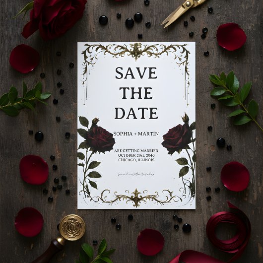 エレガントなゴシックウェディング Save The Date 招待状