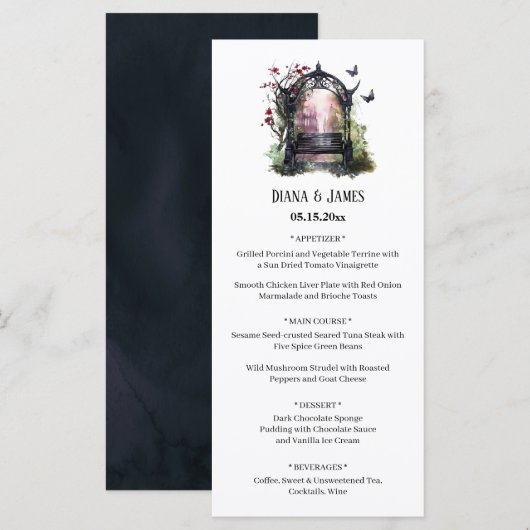 エレガントなゴシックガーデンベンチメニュー メニュー (正面/裏面)