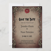 エレガントなゴシックスタイルのウェディング・セーブ・ザ・デート招待状 招待状 (正面)