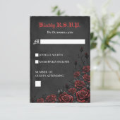 エレガントなゴシックスタイルの赤と黒のバラの出欠確認カード 出欠カード (スタンド正面)