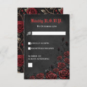 エレガントなゴシックスタイルの赤と黒のバラの出欠確認カード 出欠カード (正面/裏面)