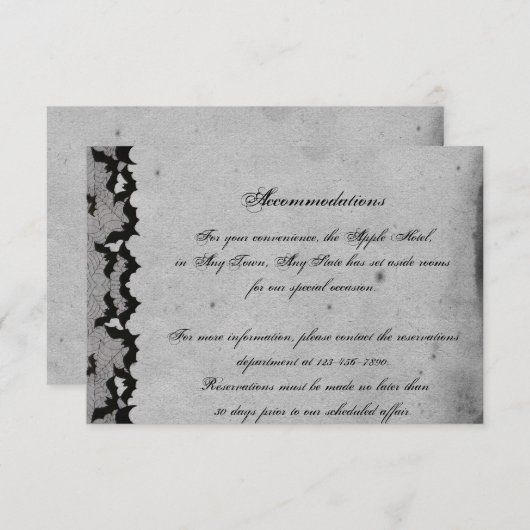 エレガントなゴシック様式こうもりのレースの優雅な結婚式の挿入物 エンクロージャーカード (正面/裏面)