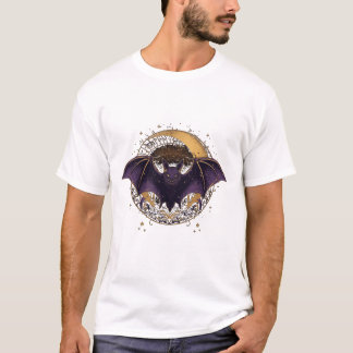 エレガントなゴシック・コウモリ 月の後ろ Tシャツ