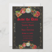 エレガントなゴシック vintage フラワー セーブ・ザ・デート 招待状 (正面)