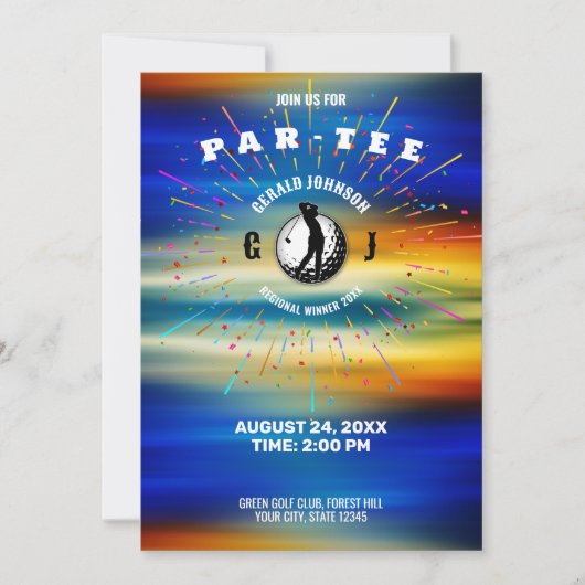 エレガントなゴルフをテーマにしたデザイン 招待状 (正面)