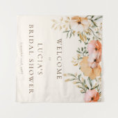 エレガントなゴールデンオータムフラワーブライダルシャワーの歓迎 タペストリー (正面(横))