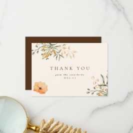 エレガントなゴールデンオータムフラワー ブライダルシャワー サンクス サンキューカード