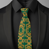 エレガントなゴールドとエメラルドのネクタイ ネクタイ