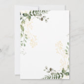 エレガントなゴールドとグリーンのユーカリの結婚式 招待状 (裏面)