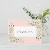 エレガントなゴールドとソフトピンクのグリーン サンキューカード (スタンド正面)