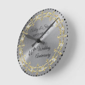エレガントなゴールドとダイヤモンド 40周年結婚記念日 ラウンド壁時計 (傾斜)