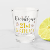 エレガントなゴールドとデイジー 21歳の誕生日パーティー ショットグラス (正面)