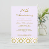 エレガントなゴールドとパープルの50周年結婚記念日 招待状 (スタンド正面)