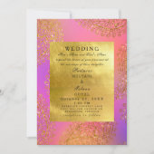 エレガントなゴールドとピンクのインドスタイルのウェディング 招待状 (正面)