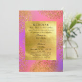 エレガントなゴールドとピンクのインドスタイルのウェディング 招待状 (スタンド正面)