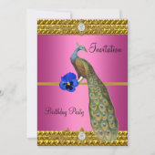 エレガントなゴールドとピーコックの招待状 招待状 (正面)