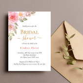 エレガントなゴールドとフラッシュピンクの花のブライダルシャワー 招待状