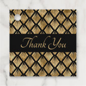 エレガントなゴールドとブラックのアートデコ幾何学模様の扇形デザイン フェイバータグ (正面)