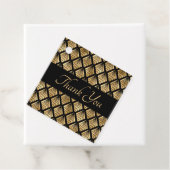 エレガントなゴールドとブラックのアートデコ幾何学模様の扇形 フェイバータグ (インサイチュ)