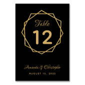 エレガントなゴールドとブラックのモダン幾何学ウェディング テーブルナンバー (正面)