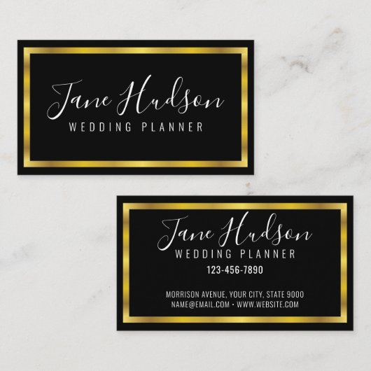 エレガントなゴールドとブラックの名刺 3.5X2.0 名刺 (正面/裏面)