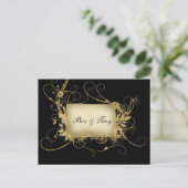 エレガントなゴールドとブラックの渦巻きデザイン - カスタマイズ可能 ポストカード (スタンド正面)