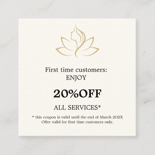 エレガントなゴールドとブラックの美容院 割引カード (正面)