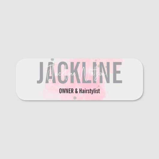 エレガントなゴールドとブラックの美容院 名札 (正面)