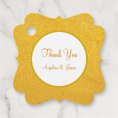 エレガントなゴールドとホワイトのウェディングお礼 フェイバータグ (正面)
