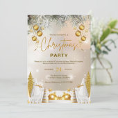 エレガントなゴールドとホワイトのクリスマスセレブレーション 招待状 (スタンド正面)